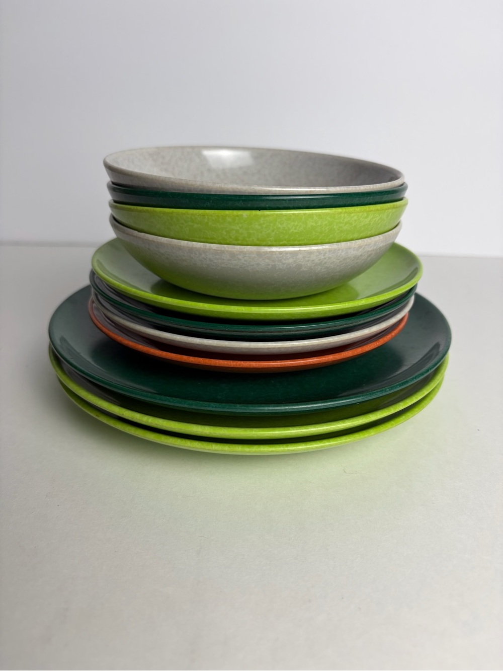 Vintage Melmac Color Flyte by Branchell Plates & Bowls, Mixed Colors 11 PC Lot